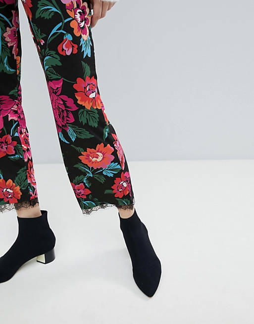 ASOS Jersey Trousers in Floral Print with Lace Hem | ASOS