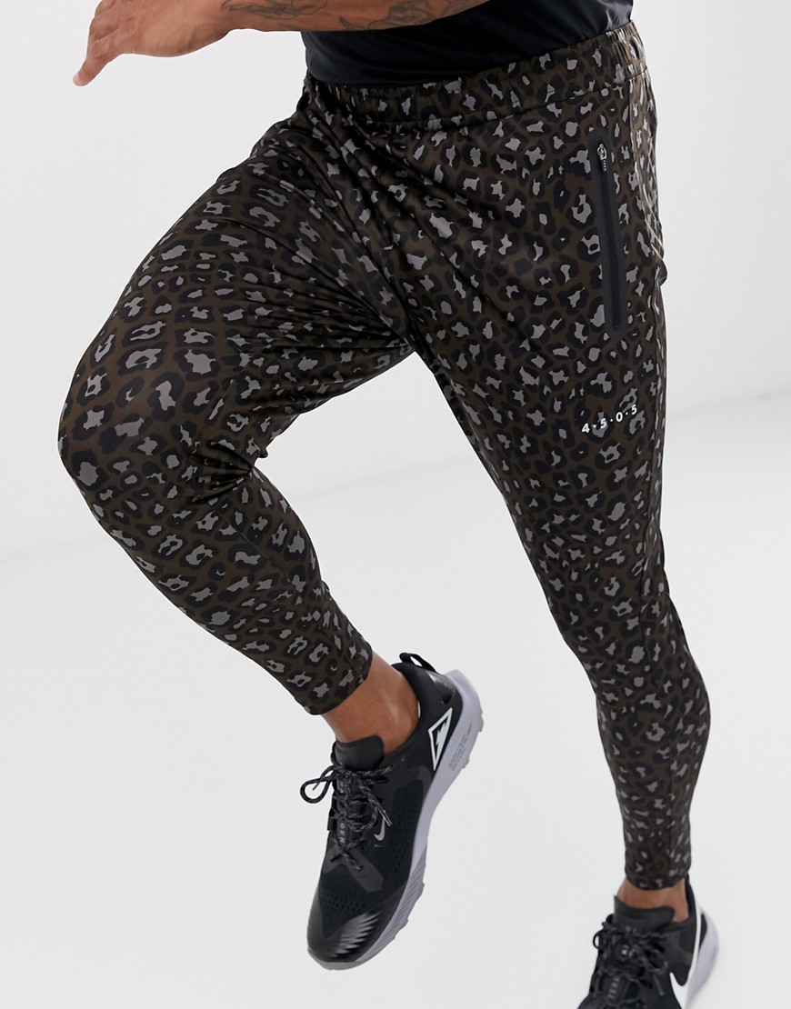 ASOS - Joggers super skinny da allenamento con stampa leopardata ad asciugatura rapida-Marrone