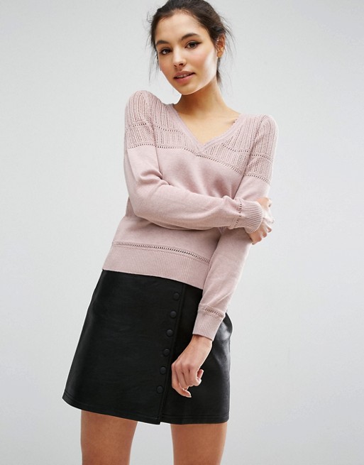 ASOS | ASOS Jumper In Pointelle Stitch With V Neck