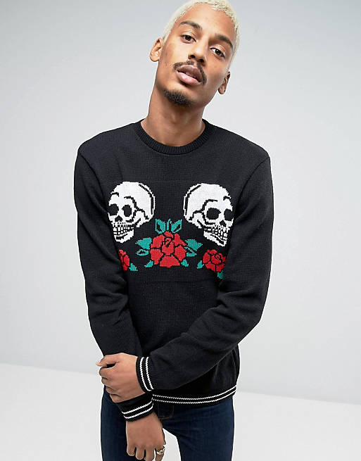 ASOS Jumper with Skull and Hearts