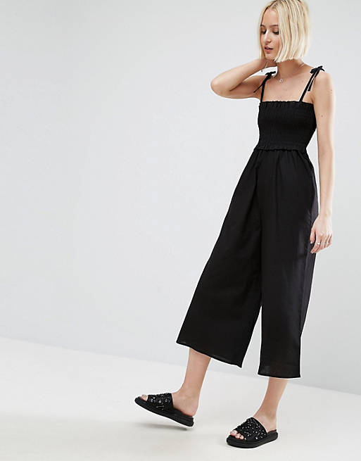 ASOS Jumpsuit in Cotton with Shirred Bodice