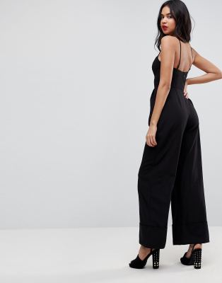 cut out wide leg jumpsuit