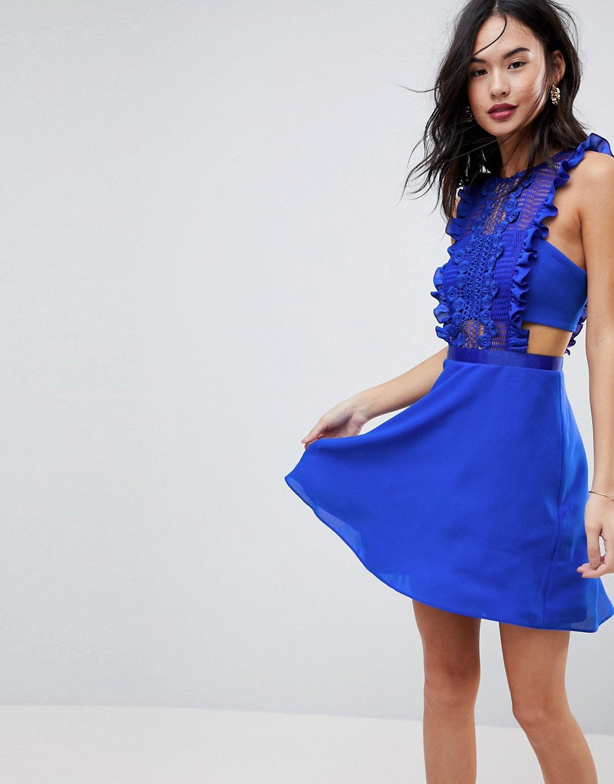 ASOS - Kanten mini-jurk-Blauw