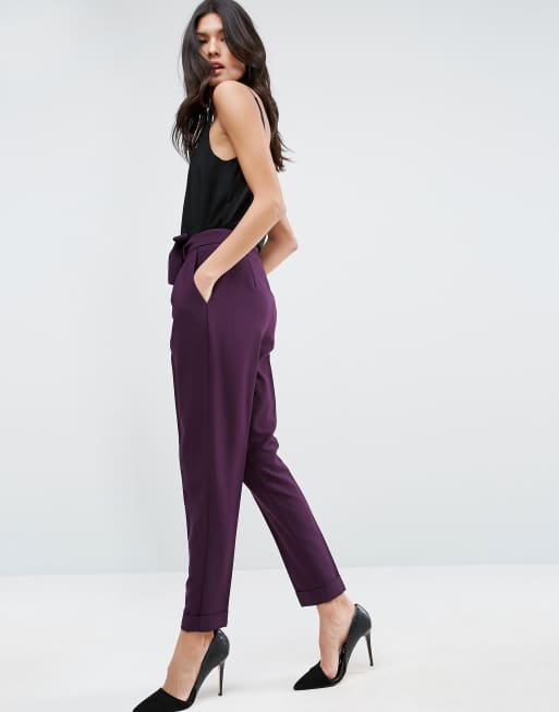 ASOS – Karottenhose mit Bindegürtel aus Webmaterial