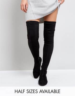 black flat over the knee boots