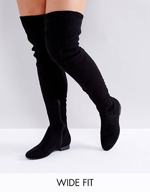 ASOS KASBA Wide Fit Flat Over The Knee Boots | ASOS