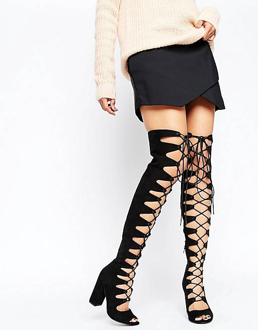 ASOS KASSIN Lace Up Over The Knee Boots