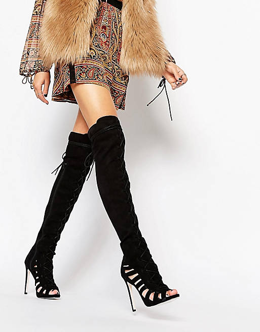 ASOS KEEP IT REAL Peep Toe Over The Knee Boots