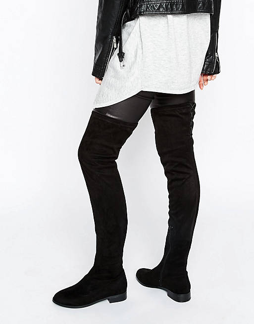 ASOS KEEPERS Wide Leg Flat Over The Knee Boots