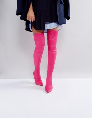 pink boots over the knee