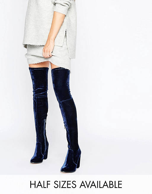 item Thorns Melodious ASOS KINGDOM Velvet Heeled Over The Knee Boots | ASOS