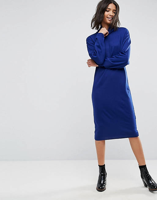 ASOS Knitted Dress In Midi Length With High Neck