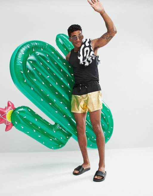 ASOS - Korte zwemshorts met goudkleurige metallic inzet, 4 van 4