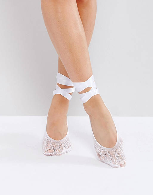ASOS Lace Ballerina Socks With Lace Up Detail