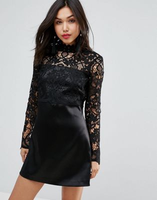 black lace top dress with sleeves