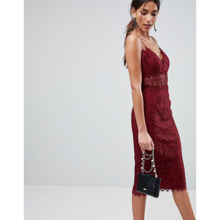 Asos lace cami midi pencil dress hotsell