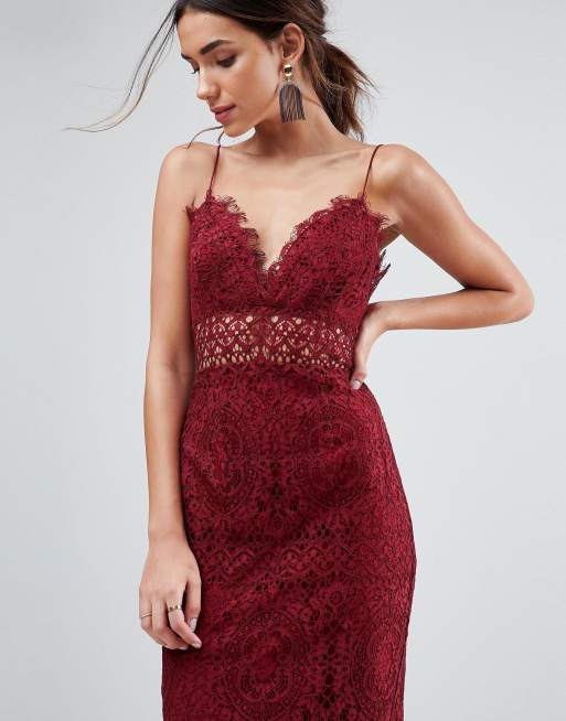 Asos lace cami midi pencil sales dress