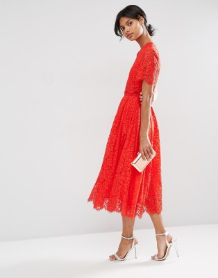 asos lace crop top midi prom dress