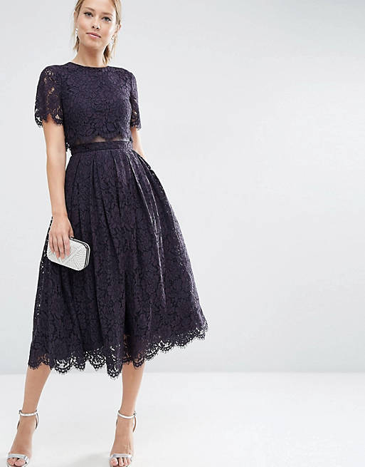 ASOS Lace Crop Top Midi Prom Dress | ASOS
