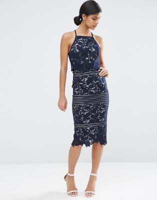 asos navy midi dress