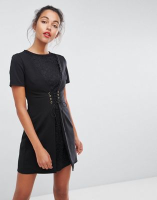 ASOS Lace Insert Mini Skater Dress With 