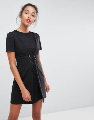 asos lace black dress