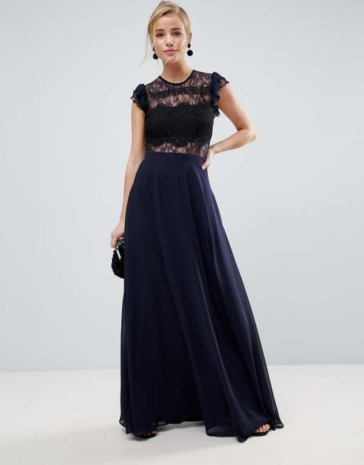 ASOS Lace Maxi Dress with Lace Frill Sleeve | ASOS