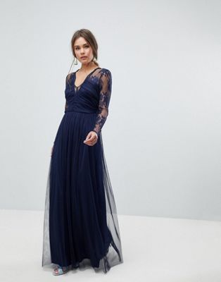 ASOS Lace Maxi Dress with Long Sleeves 