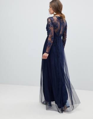 asos lace maxi dress with long sleeves