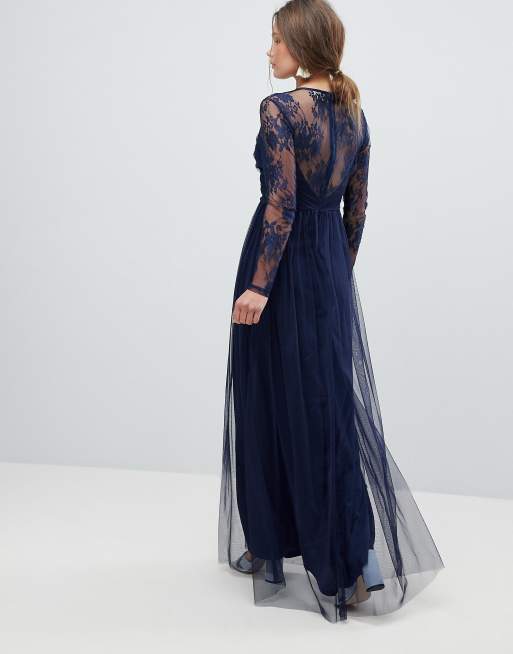 Asos lace maxi on sale dress with long sleeves