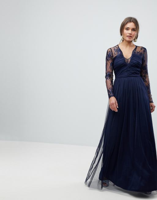 Asos lace maxi on sale dress with long sleeves