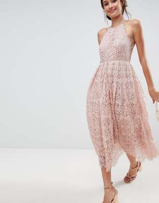 ASOS Lace Pinny Scallop Edge Midi Prom 