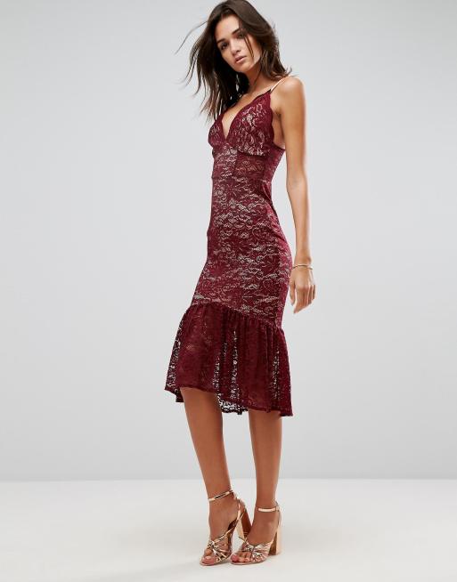 Asos design velvet hotsell cami pephem midi dress