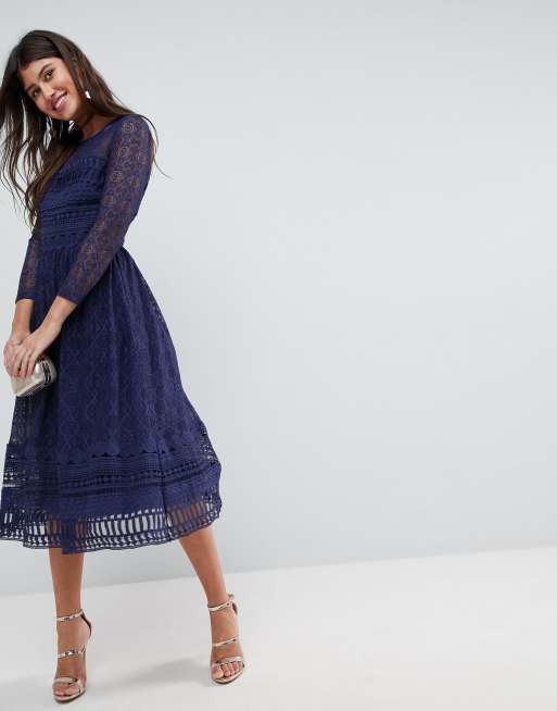 Asos design lace hot sale midi skater dress