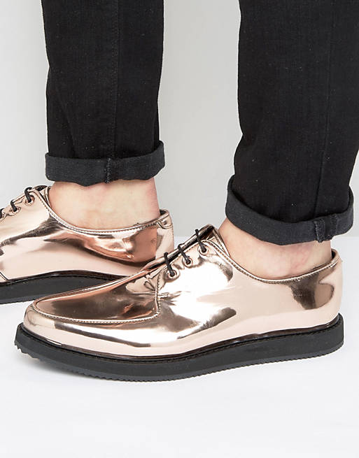 ASOS Lace Up Brothel Shoes In Copper