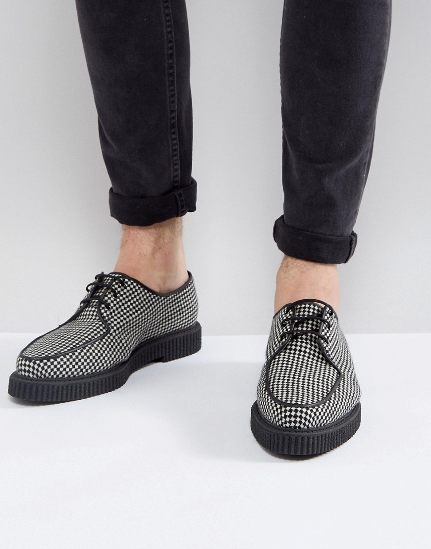 Asos Design Asos Lace Up Creeper Shoes In Checkerboard Textile-multi