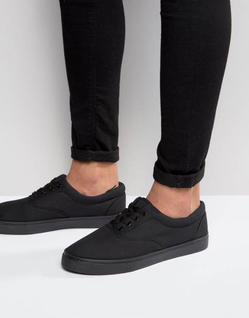 ASOS | ASOS Lace Up Plimsolls In Black