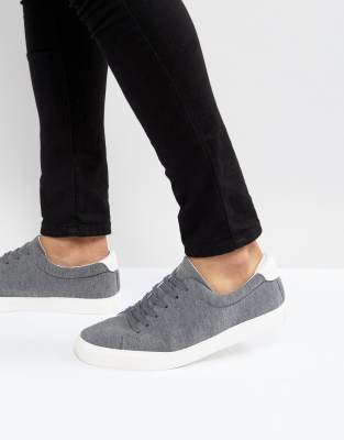 ASOS Lace Up Trainers In Grey Jersey Marl
