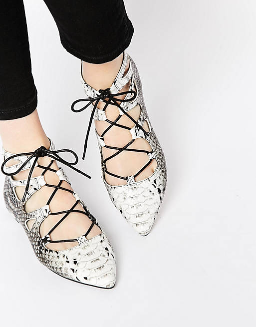 ASOS LANA Pointed Lace Up Ballet Flats