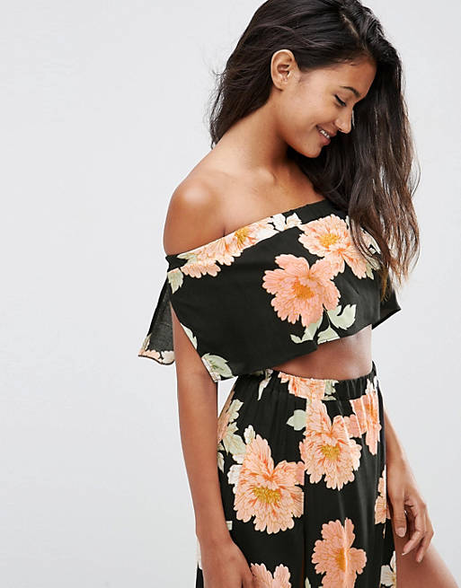 ASOS Large Bloom Frill Bandeau Beach Top Co-ord