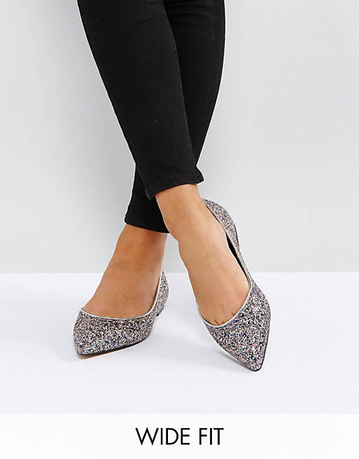ASOS LATCH Wide Fit Pointed Ballet Flats