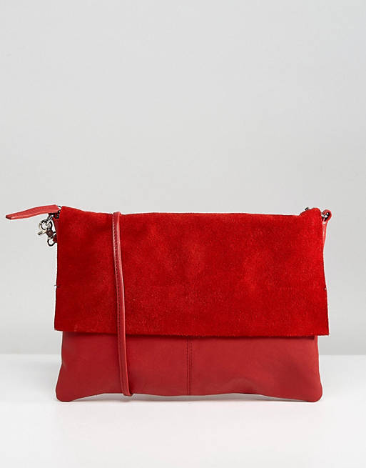 ASOS Leather and Suede Soft Cross Body Bag With Detachable Strap