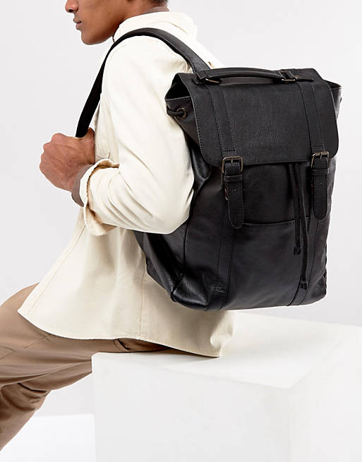 maak het plat Aandringen Fotoelektrisch ASOS Leather Backpack In Black | ASOS