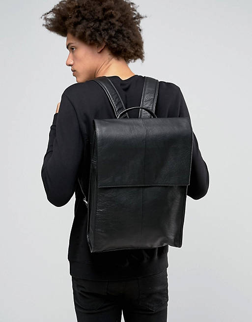 Kleren Nodig hebben Clan ASOS Leather Backpack With Foldover Top | ASOS
