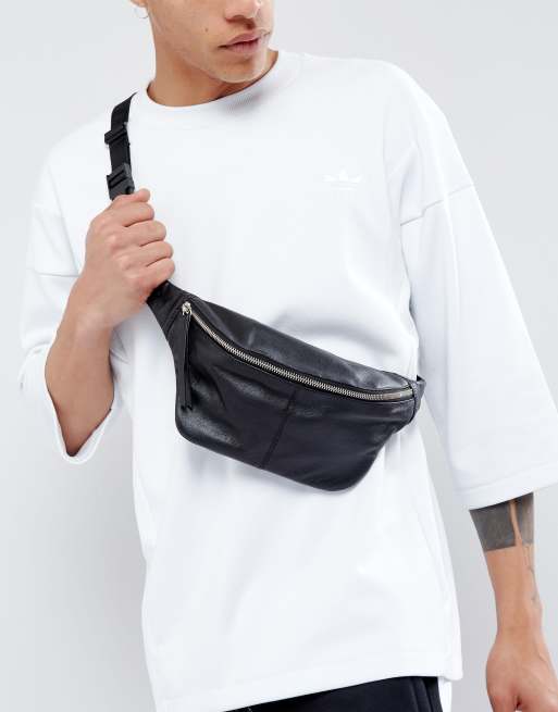 ASOS DESIGN leather bum bag in black