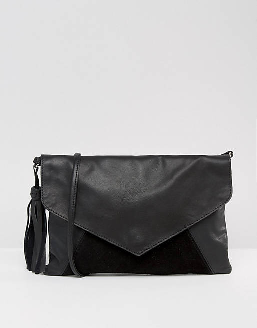 ASOS Leather Envelope Cross Body Bag With Tassel