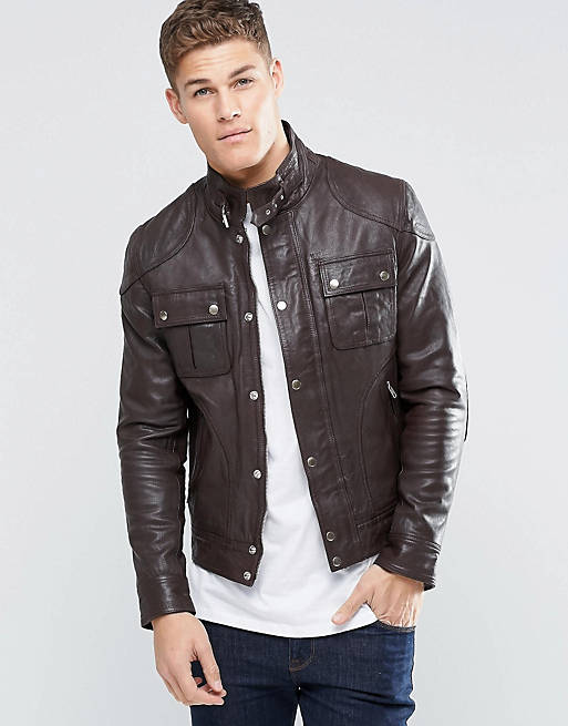 ASOS Leather Jacket with Chest Pocket | ASOS