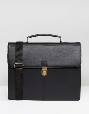 ASOS Leather Satchel In Pebble Grain