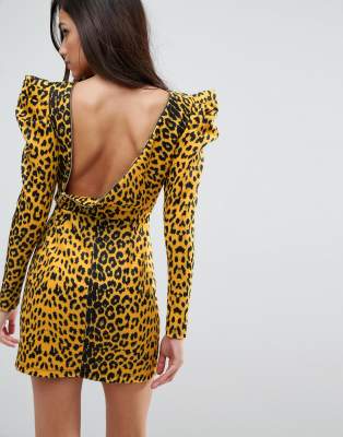 ASOS Leopard Print Open Back Mini Dress