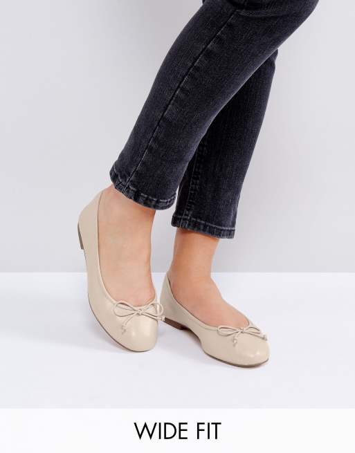 wide fit tan flats